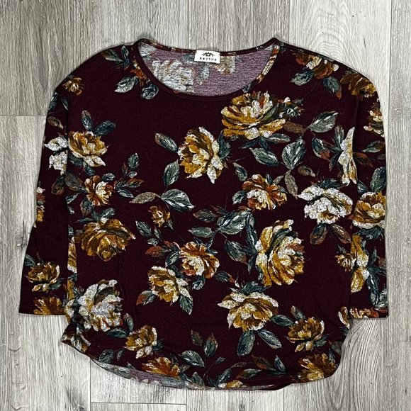 Revive Flowers Vintage Red Women's XL Long Sleeve Shirt - Picture 1 of 8